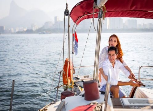 Open boat excursion at sunset. Rio de Janeiro, BRAZIL