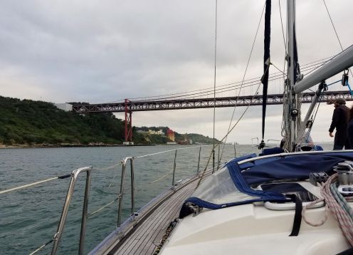 Sunset cruise on the Tajo river in Lisbon. Lisbon, PORTUGAL